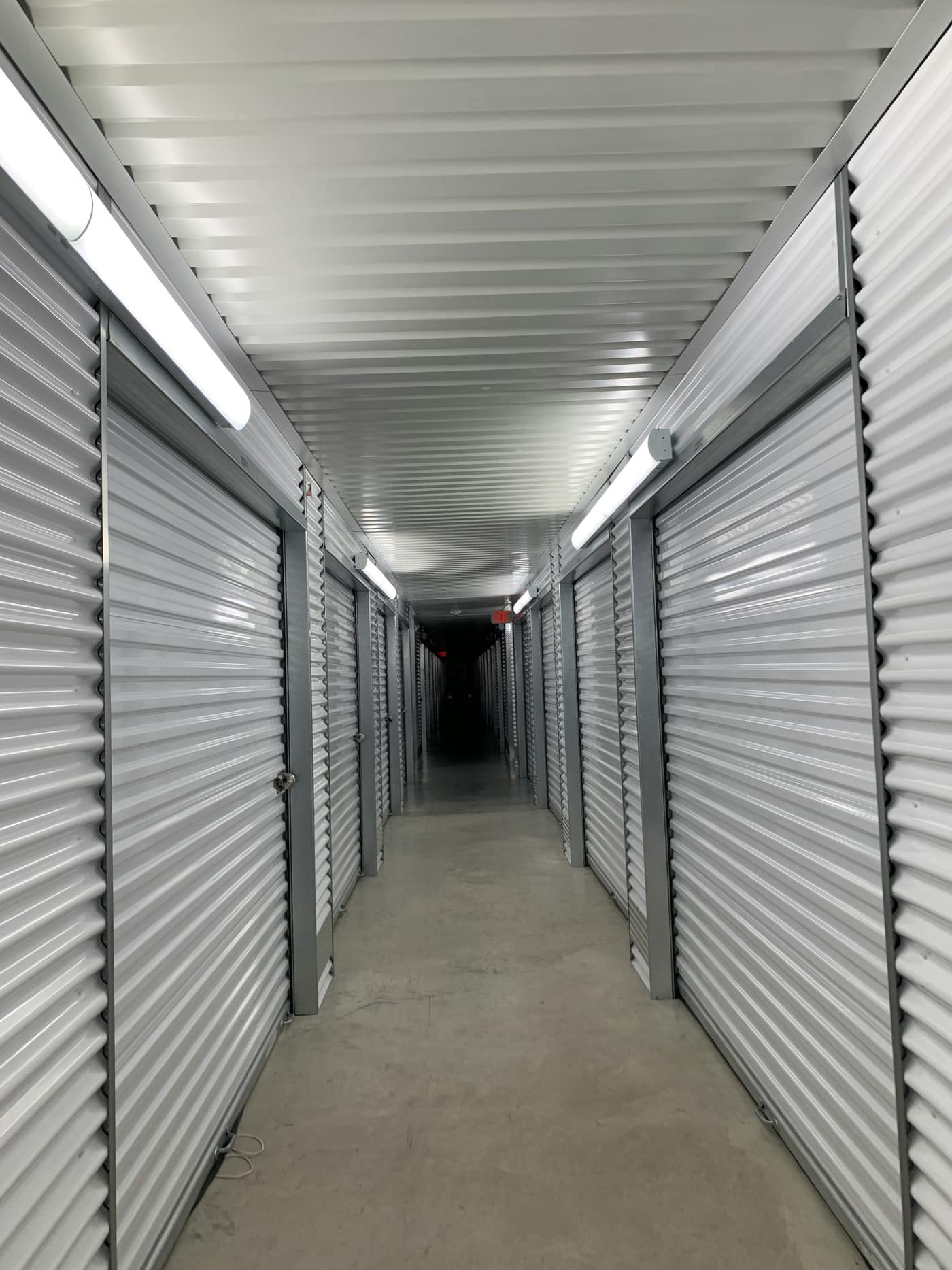 Clean and secure storage facility with stacked boxes